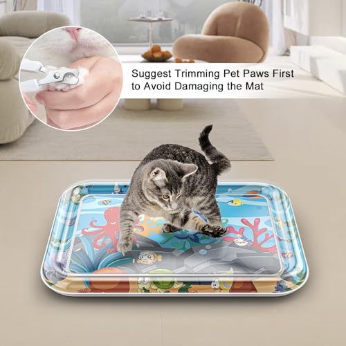 Baoyemes Marine Life Themed Cat Play Mat, Thickened Water Sensor Play Mat for Cats, Water Sensor Play Mat with Fish, Pet W...