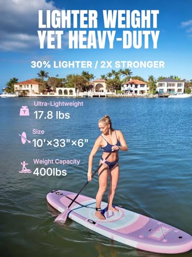 Niphean Inflatable Stand up Paddle Board with StabilTrac Fin, 400LBS Capacity & Wide EVA and Ergonomic Kayak Seats with Ba...