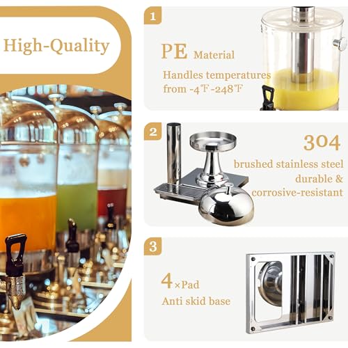 OIHYA 2 Gal Single Beverage Dispenser, Hot Cold Drink Dispenser with Ice Container and Stainless Steel Drip Trays for Part...