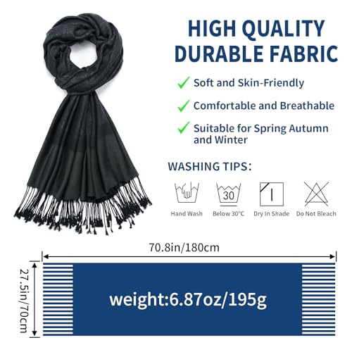 QIUTIMIY Paisley Pashmina Shawl Wrap Women Reversible Vintage Jacquard Pashmina Rave Scarf with Fringe for Evening, Wedding