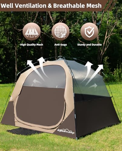 LOYEAHCAMP 4 Person Blackout Camping Tent, Easy Setup Waterproof Family Dome Tent for Camping with Rainfly, Portable Doubl...