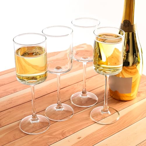 Square Wine Glasses Set of 12,10oz Large Champagne Flute, Square Unique White & Red Wine Goblets, Dishwasher-safe Clear (12)