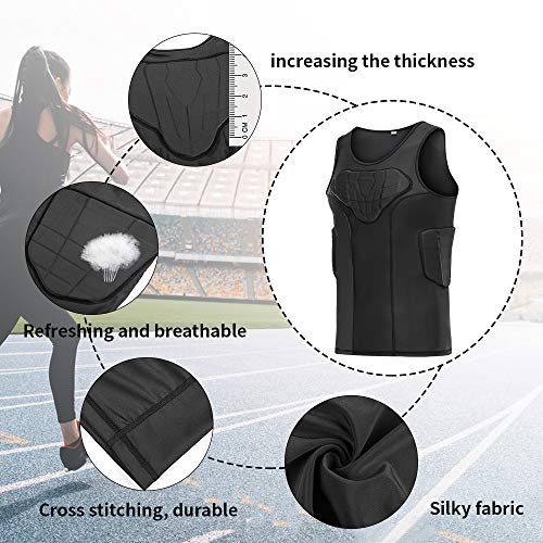 DGXINJUN Men Padded Chest Rib Protector Vest 4-Pads Shirt for Adult Football Baseball Softball Rugby Basketball