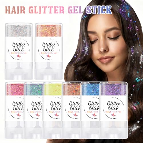 Rainbow Body Glitter Stick,Waterproof Glitter Gel Singer Concert Stage Performance Outfit Hair & Face Body Glitter Makeup ...