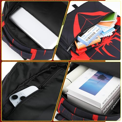 Rantonly Spider Backpack - 16.5 Inch Large Capacity Double-Shoulder Bag with Keychain and Accessories, Lightweight Waterpr...
