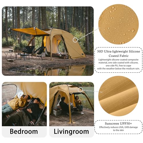 Naturehike Dune Hot Tent with Stove Jack, 117 sq ft 4 Seasons Camping Tent, 2-4 Person Waterproof Large Tent for Family, C...