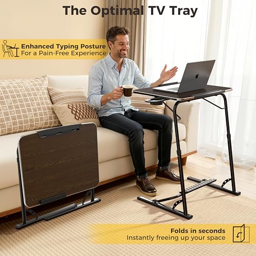 FoldWise Upgraded Folding TV Tray Table - Extra Large & Sturdy Laptop Table for Couch, Height & Angle Adjustable Desk for ...