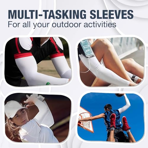 Two packs UV Sun Protection Arm Sleeves, Compression Cooling Sleeves for Men and Women, Ideal for Golf, Outdoor Sports.