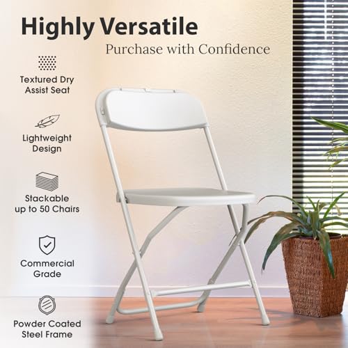 Our Modern Space 10 Pack Foldable Plastic Chair | Folding & Stackable | 350 lbs Capacity Steel Frame Seats for Indoor Outd...