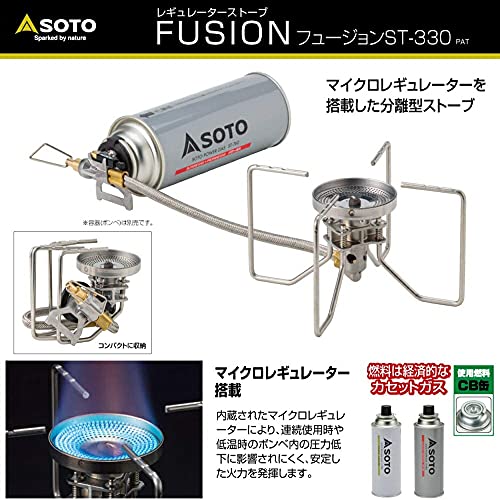 SOTO FUSION ST-330 Single Burner with Regulator (High Firepower, Wind Resistant), Separated Type, Solo Duo Group, Camping,...