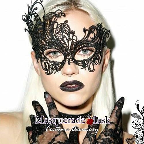 Nicute Lace Masquerade Mask Black Halloween Masks for Women