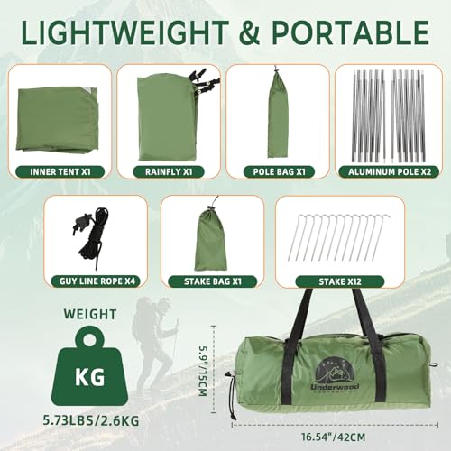 2-Person 4 Season Tent for Backpacking - Winter Waterproof Cold Weather Tent for Two Person, Easy Set Up Lightweight Shelt...