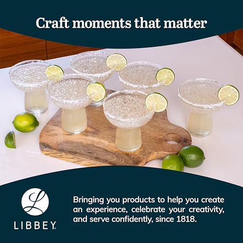 Libbey Stemless Margarita Glasses Set of 6, 10.25 ounces Classic Lightweight Margarita Cups, Fancy Glassware Set for Celeb...