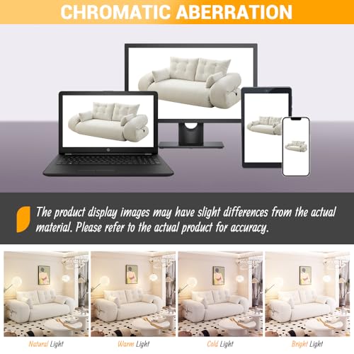 Ball & Cast Multi-Functional Foldable Sofa Bed with High-Density Foam,Teddy Fabric Upholstered Couch W/4 Pillows,Convertible Sleeper Sofas Bed,Living Room Furniture for Bedroom,Apartment,Beige,79"