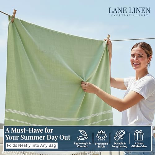 LANE LINEN Beach Blanket Sandproof – Lightweight Oversized Picnic Mat with Quick-Dry Comfort & Diamond Weave Design 82"x8...