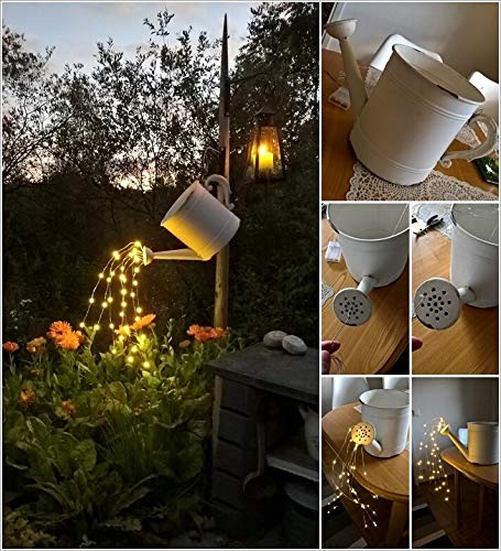 soltuus Solar Fairy String Lights Outside, Multi Strand 180 LEDs Watering Can Light for Outdoor, Waterproof Solar Powered Waterfall Lights, Firefly Bunch Lights for Garden Decor, Warm White