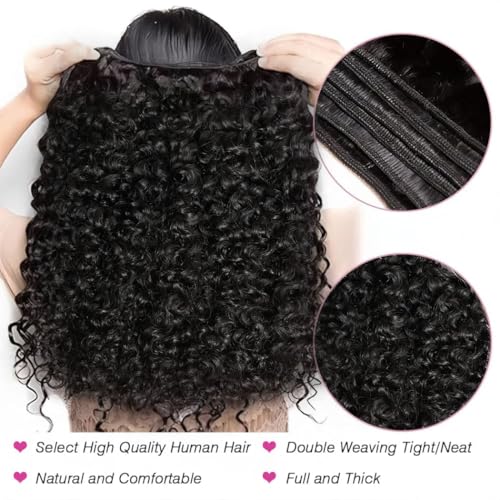VIPbeauty16A Burmese Curly Human Hair Bundles 26 Inch 100% Unprocessed Brazilian Virgin Hair Quick Weave Bundles Human Hair Extensions Real Human Hair Natural Black