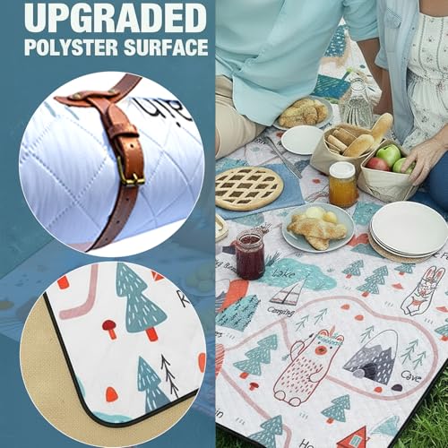 SONGYUAN Extra Large Picnic Outdoor Blanket, 80''x80'' Waterproof Foldable Blankets Gingham Picnic Mat for Beach,Nordic Fo...