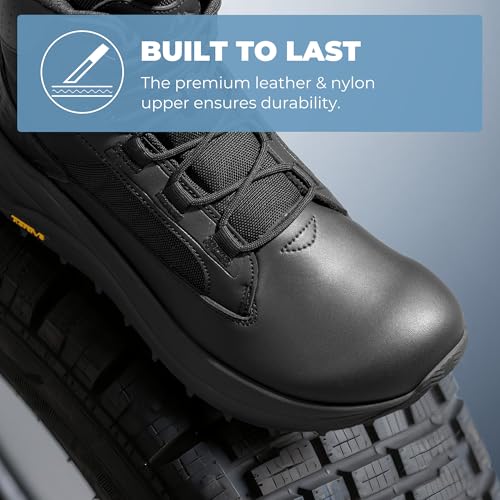 NORTIV 8 Men's Wide Toe Box Work Military Tactical Boots Barefoot Hiking Low Drop Leather Side Zipper Motorcycle Combat Bo...