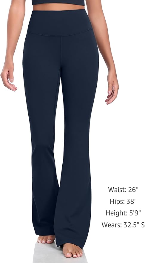 HeyNuts Harmony Flare Leggings 29"/30.5"/32.5"/34.5", High Waisted Tummy Control Wide Leg Bootcut Yoga Pants Lounge Soft