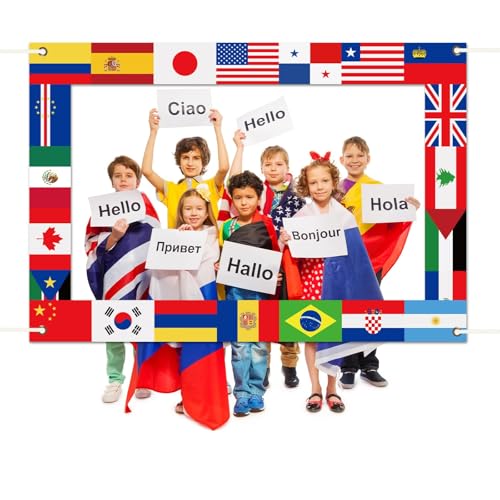Fabric International Flag Photo Prop World Flags Photo Booth Frame International Welcome Photography Backdrop Around The W...