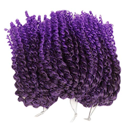 3pcs/pack Kinky Curl 8 Inch Afro Kinky Twist Hair Purple Soft Synthetic Crochet Braiding Hair Extention (Tpurple)
