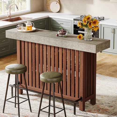 Tribesigns 63-Inch Large Bar Table, 2-Tier Home Bar Unit Mini Height Pub Table with Footrest, Modern Kitchen Island Coffee...