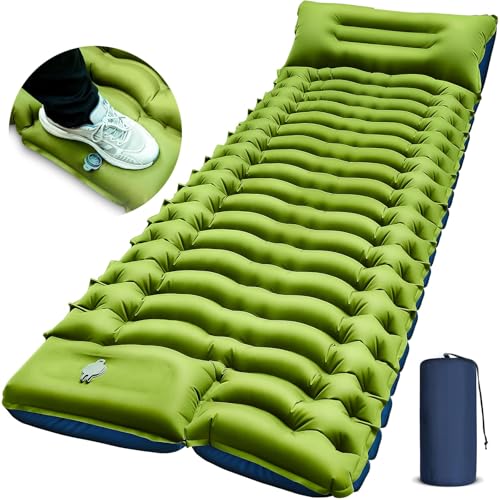 FUN PAC Camping Sleeping Pad, Ultralight Camping Mat with Pillow, Built-in Foot Pump Inflatable Sleeping Pads Compact for ...