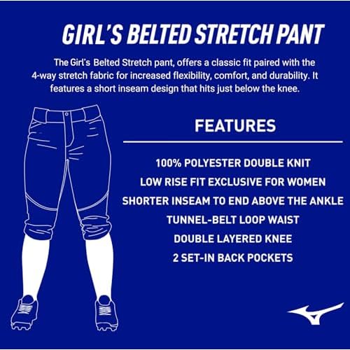 Mizuno Girl's Belted Stretch Softball Pant