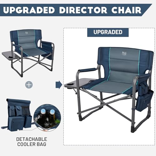 Timber Ridge XXL Upgraded Oversized Directors Chairs with Foldable Side Table, Detachable Side Pocket, Heavy Duty Folding ...