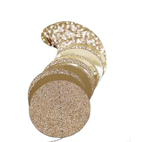 6 Pcs Glitter Champagne Gold Paper Circle Dots Garland (52 Feet) Party Hanging Bunting Birthday Party Decorations Engageme...