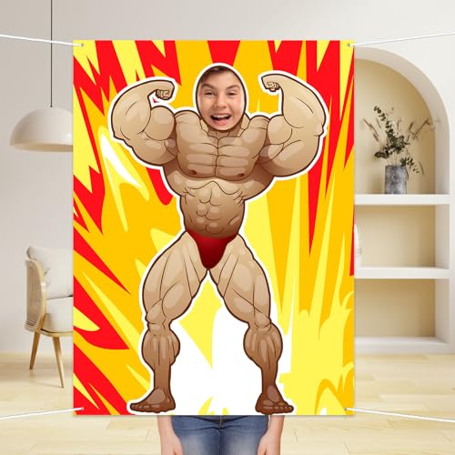 Fitness Photo Banner Backdrop Background Bodybuilder Pretend Play Party Game Gym Exercise Sports Muscle Theme Decor for Wr...