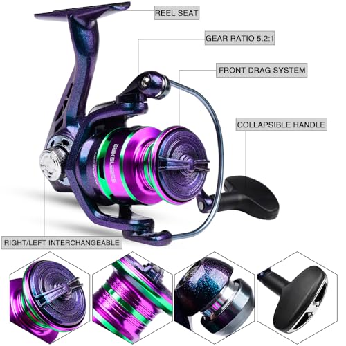 Fishing Rod and Reel Combo - 6.9ft Telescopic Spincast Rod with Left Handed Baitcasting Reel Combos - Sea Saltwater Freshw...