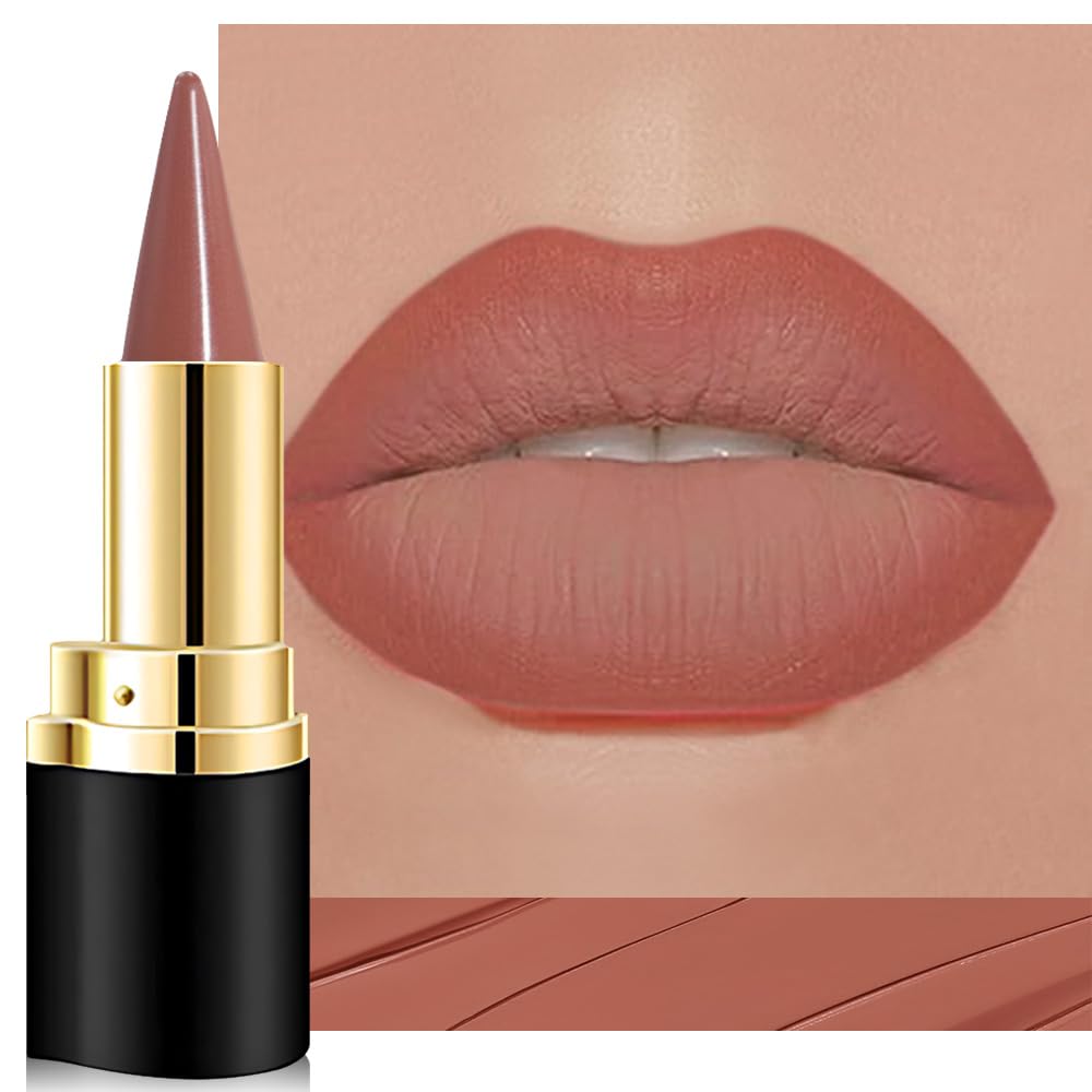 Kaely Light Brown Gradient Matte Lipstick Lip Liner Pencil for Women, 2in1 Flawless Contour Gradual Ombre Effect Lip Pencil Make