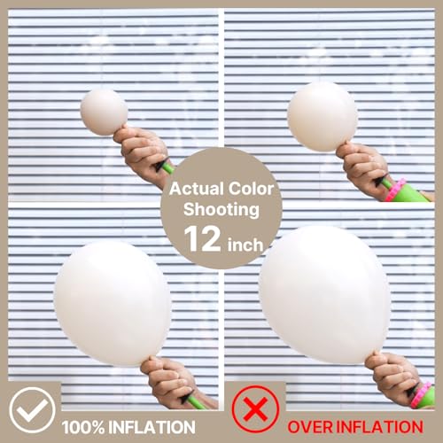 PartyWoo White Sand Balloons 51 pcs 12 Inch Beige Cream Ivory Off White Latex Helium Balloons for Wedding Bridal Graduatio...