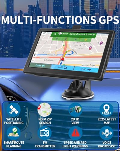 GPS Navigator for Car Truck RV, Truck GPS with 7'' Touchscreen, Free Lifetime Updates, Car Navigation System with Turn-by-...