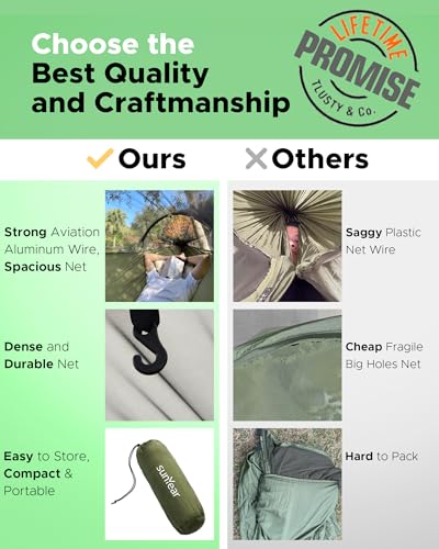 Sunyear Camping Hammock with Net - Double&Single Hammock with House-Like Net- Easy Setup & Pack, Lightweight & Portable, P...