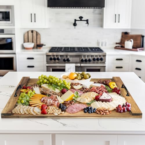 GASHELL Noodle Board Stove Cover with Handles for Electric, Gas Stove Top (Acacia Wood)