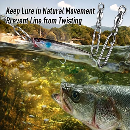 Alwonder 30-Pack Fishing Speed Clips Quick Change Snap Swivels, Ball Bearing Swivel Power Clips Fishing Snap Swivels Fresh...