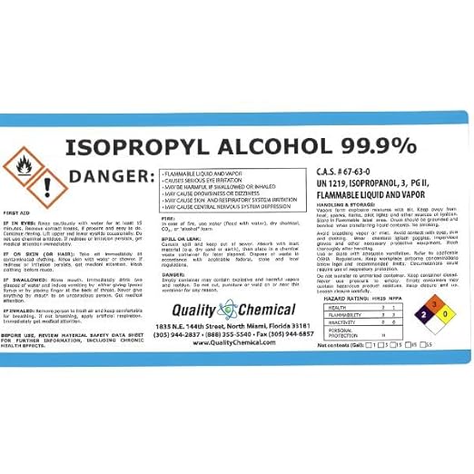 Quality Chemical - Super Premium - 99.9% Pure Isopropyl Alcohol (IPA) - Made in The USA - (1) 128 Fl Oz Bottle - Concentrated Isopropyl Alcohol (Combo)