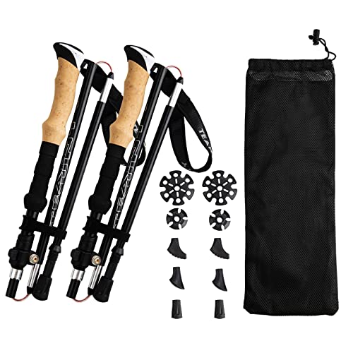 Night Cat Trekking Poles Hiking - Walking Sticks 2 Packs Aluminum 7075 Lightweight Foldable Collapsible Adjustable Extenda...