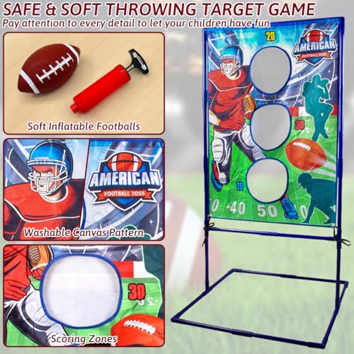Punieayi Football Toss Game with 4 Inflatable Balls, Football Throwing Target Games for Boys 8-12, Sports and Outdoors Toy...