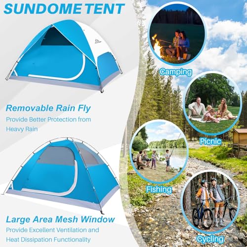 JELUCAMP 1/2/4/5/6 Person Dome Tents for Camping, Lightweight Portable Backpacking Tent, Small Easy Set Up Outdoor Waterpr...