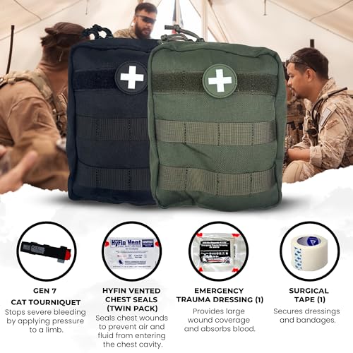 IFAK (Individual First Aid Kit) Trauma Kit with CAT Tourniquet — Medical Pouch for Tactical, Outdoor, Hiking, Military — B...