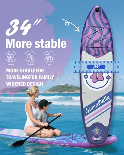 11'Stand Up Paddle Boards Surf Control with Premium SUP Board Accessories Backpack & Removable Fins, 34" Wide Inflatable P...