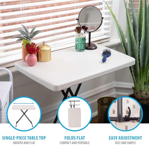 LIFETIME 28240 Adjustable Folding Laptop Table TV Tray, 30 Inch Almond