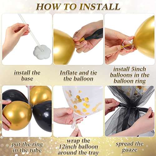 BBTO 8 Set Table Centerpieces Balloons Stand Kit, 80 Pcs Latex Balloons and Table Stand Holder with Base Tulle for Wedding...