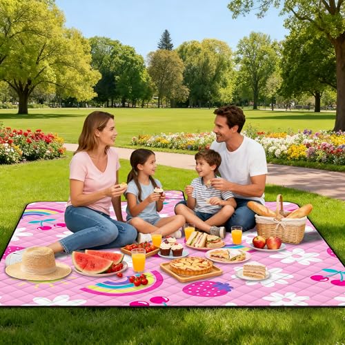 Extra Large Picnic Blanket Waterproof,80"x 80"Foldable Machine Washable Beach Blankets,Outdoor Blanket for 6-8 Adults, Pic...