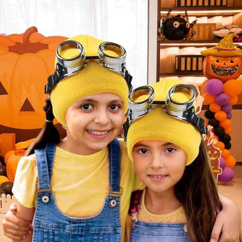 Halloween Costume Accessories Cosplay Party Dress Up Costumes Set Steampunk Goggles Glasses/Beanie Hat/Black Gloves