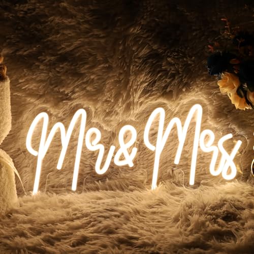 Mr and Mrs Neon Sign for Wedding Party Decoration Wedding Decor Neon Sign for Anniversary Backdrop Wall Decor Decoration B...